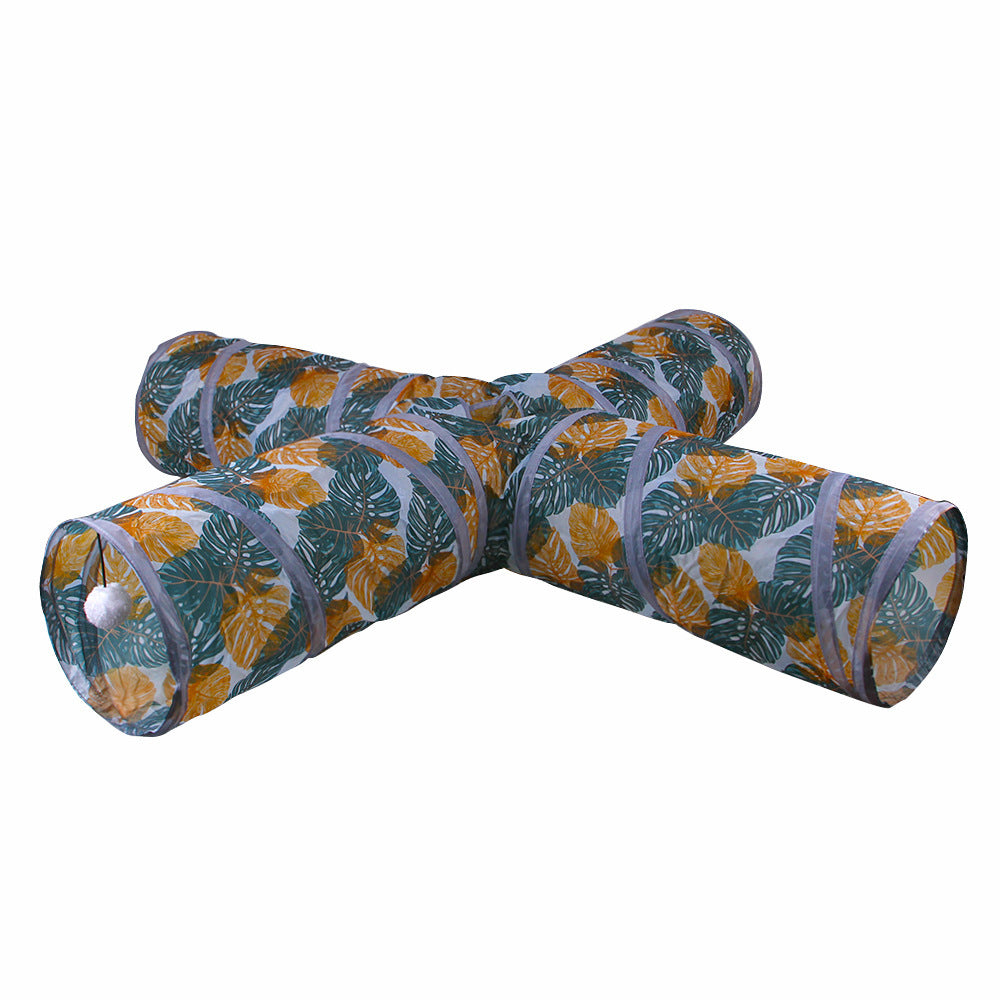 HKM-674771 Foldable Polyester Cat Tunnel Toy - Multiple Print Designs with Various Pass Options