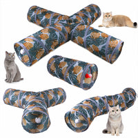 HKM-674771 Foldable Polyester Cat Tunnel Toy - Multiple Print Designs with Various Pass Options