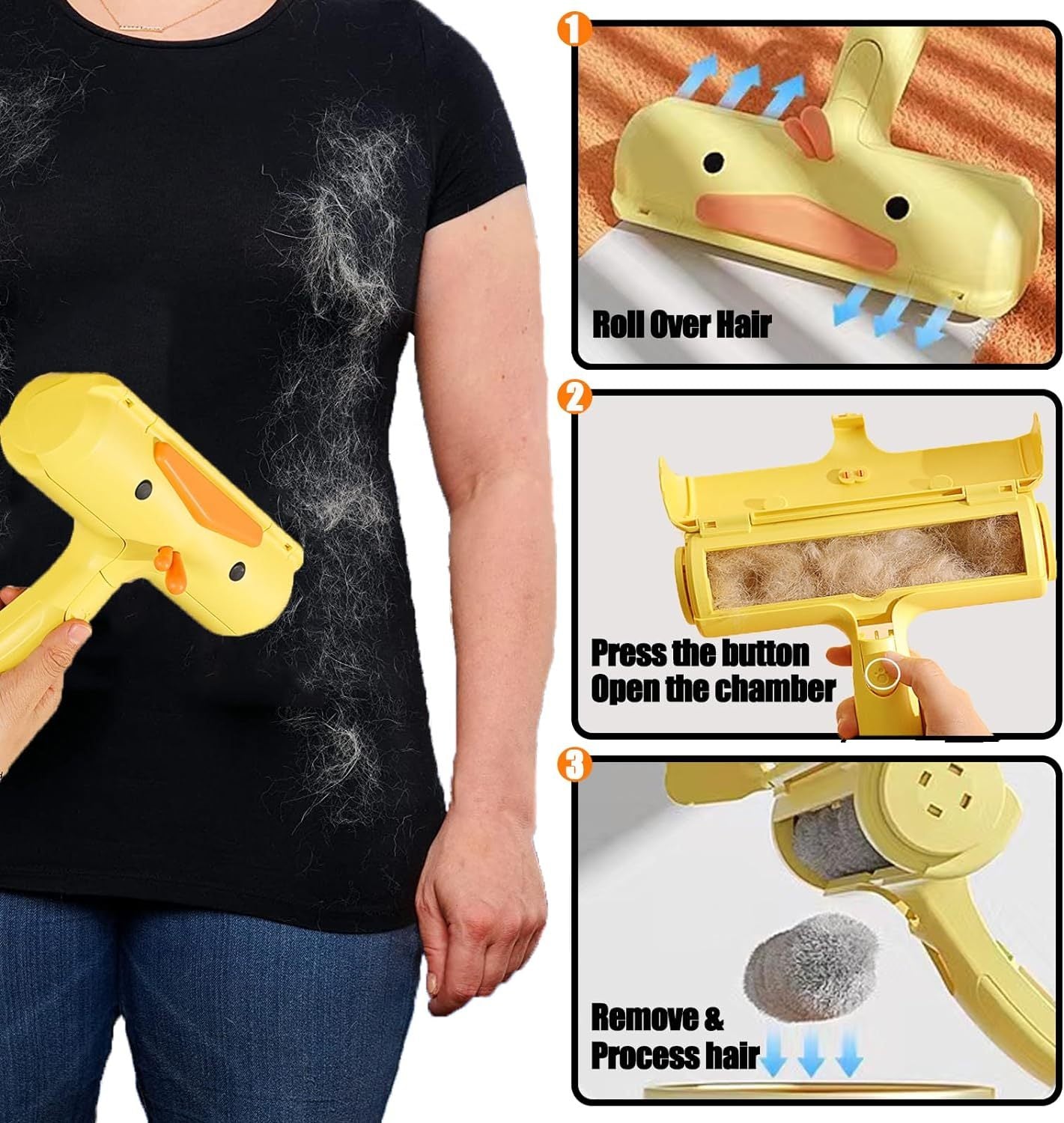 HKM-181651 Reusable Pet Hair Remover for Furniture, Bedding, and Car - Multi-Surface Lint Roller and Two-Way Fur Cleaning Tool