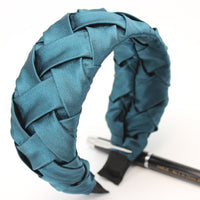 HKM-015187 Wide-Brimmed Faux Silk Plaid Satin Headband for Women