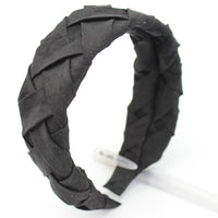 HKM-015187 Wide-Brimmed Faux Silk Plaid Satin Headband for Women