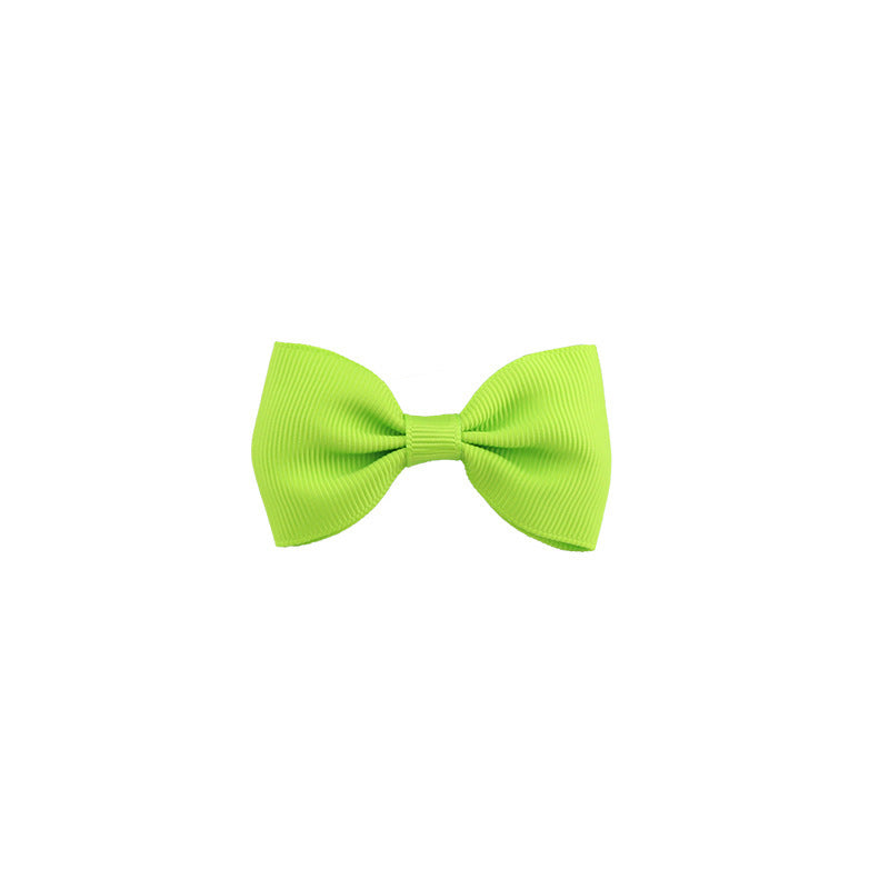 HKM-112339 Colorful Large Bow Tie Hair Clip for Children - Eco-friendly Polyester with Stainless Steel Clip