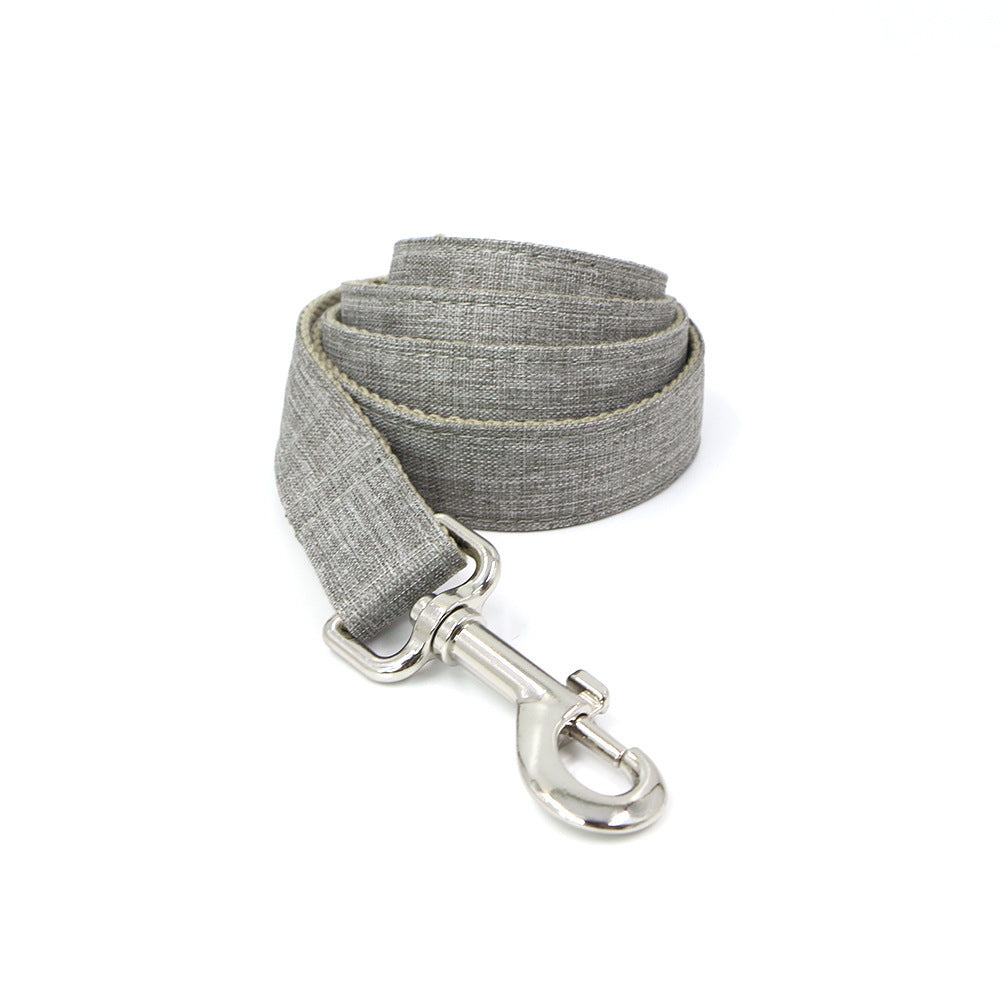 HKM-724691 Gentleman Gray Polyester Dog Collar with Leash for Outdoor Walking
