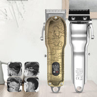 HKM-942739 LCD Digital Hair Clipper with Stainless Steel Blades and All-Metal Body, 4-Hour Runtime, Model JM-106