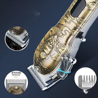 HKM-942739 LCD Digital Hair Clipper with Stainless Steel Blades and All-Metal Body, 4-Hour Runtime, Model JM-106
