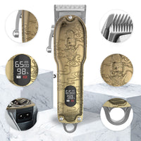 HKM-942739 LCD Digital Hair Clipper with Stainless Steel Blades and All-Metal Body, 4-Hour Runtime, Model JM-106
