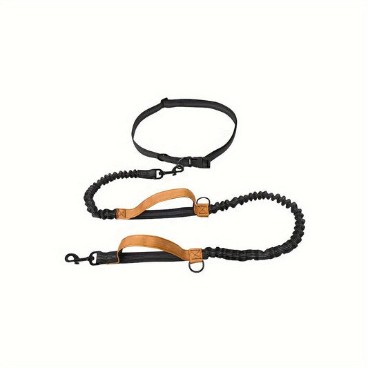HKM-134035 Adjustable Hands-Free Dog Leash with Durable Nylon Waist Belt for Running and Walking