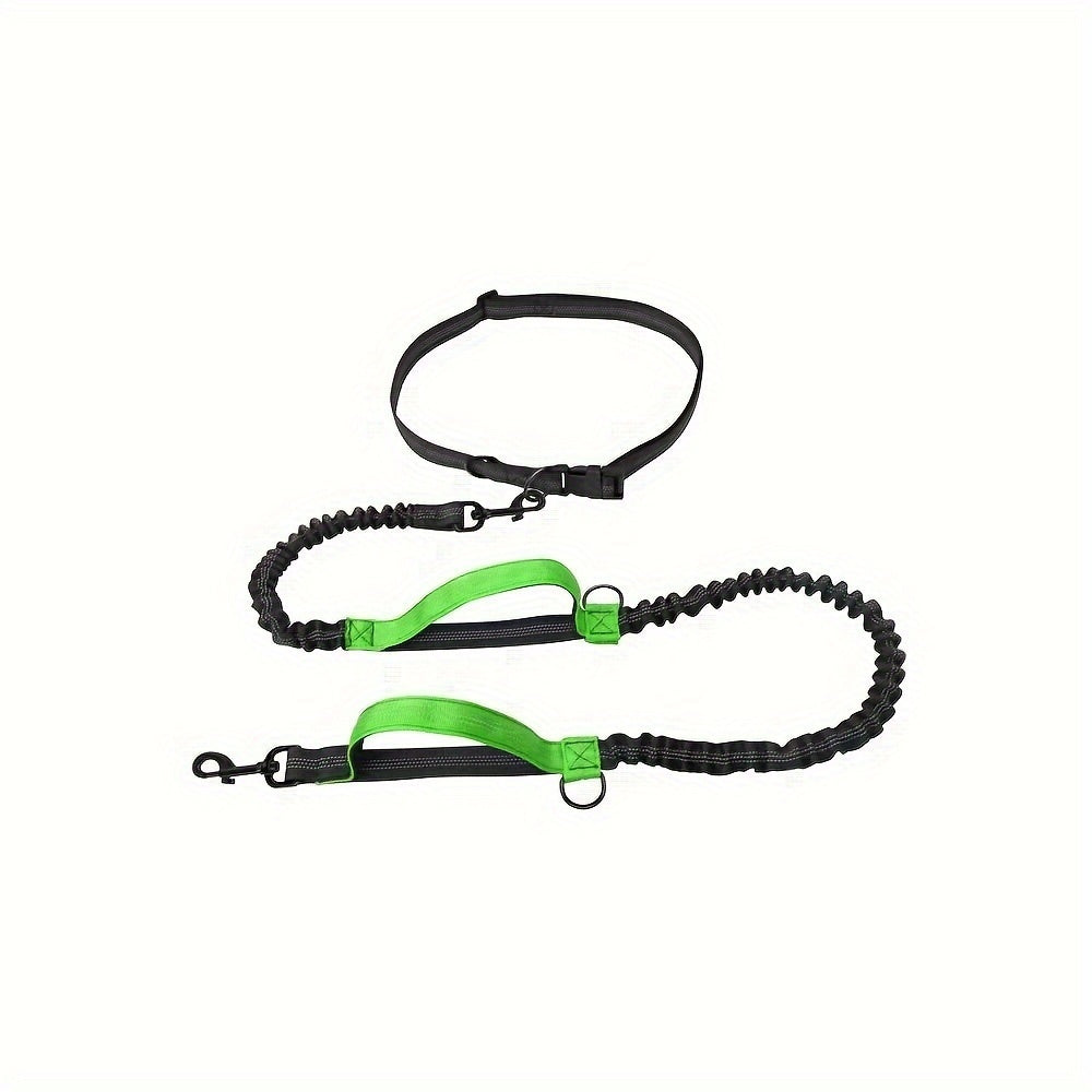 HKM-134035 Adjustable Hands-Free Dog Leash with Durable Nylon Waist Belt for Running and Walking
