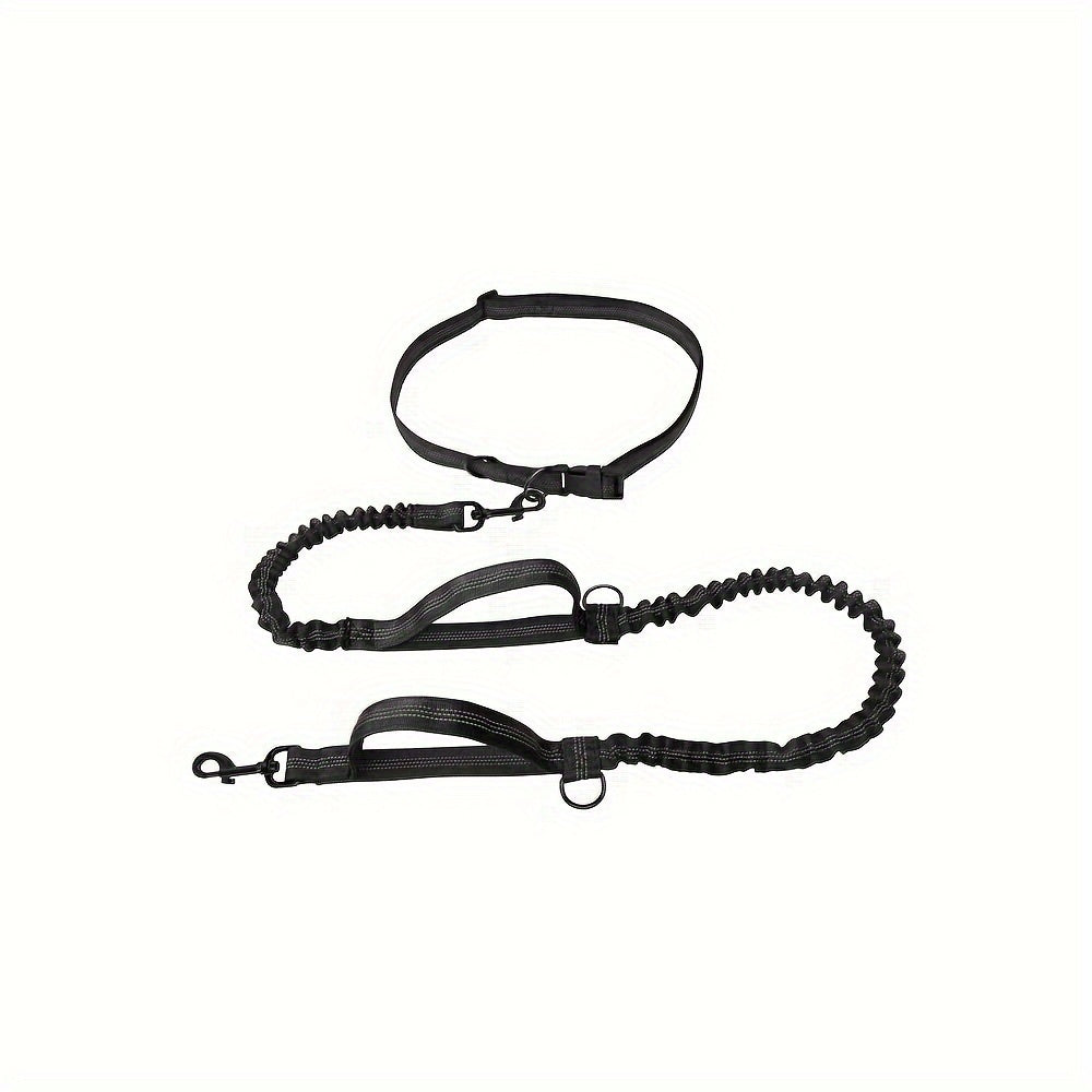 HKM-134035 Adjustable Hands-Free Dog Leash with Durable Nylon Waist Belt for Running and Walking