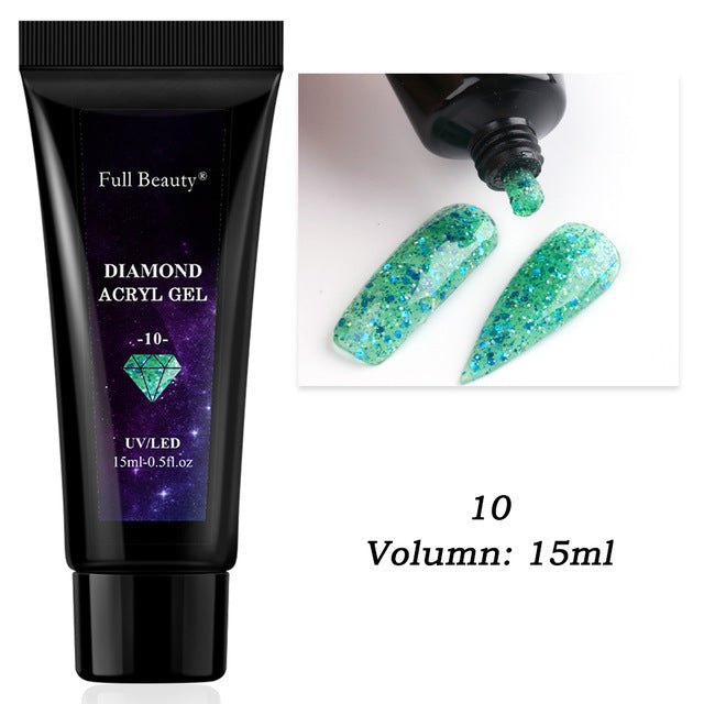 HKM-792467 12-Color Glitter Crystal Nail Extension Glue - 20g Nail Art Tool