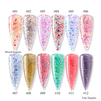 HKM-792467 12-Color Glitter Crystal Nail Extension Glue - 20g Nail Art Tool