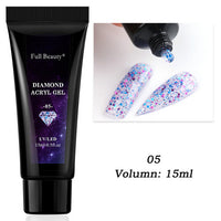 HKM-792467 12-Color Glitter Crystal Nail Extension Glue - 20g Nail Art Tool