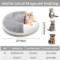 HKM-564755 Enclosed Cat Bed Cave with Washable Blanket & Non-Slip Base for Cats and Small Dogs, 22''x22'', White