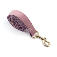 HKM-198419 Creamy Coffee Velvet Dog Collar and Leash Set in Pink and Purple with Gold Buckle