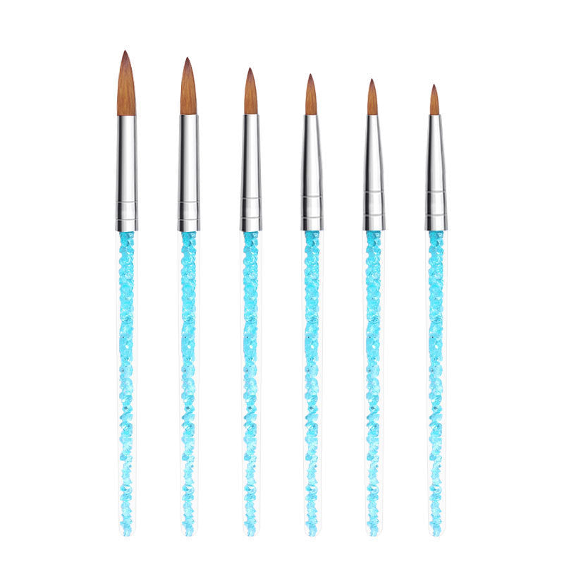 HKM-824083 Crystal Silica Gel Dot Drill Paint Pen Set - 15 Portable Brushes with Wooden Handles