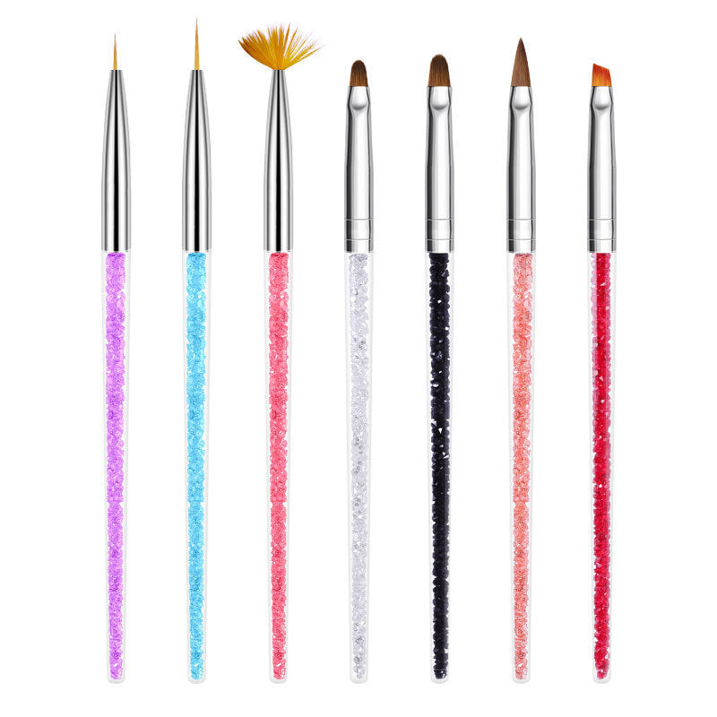 HKM-824083 Crystal Silica Gel Dot Drill Paint Pen Set - 15 Portable Brushes with Wooden Handles
