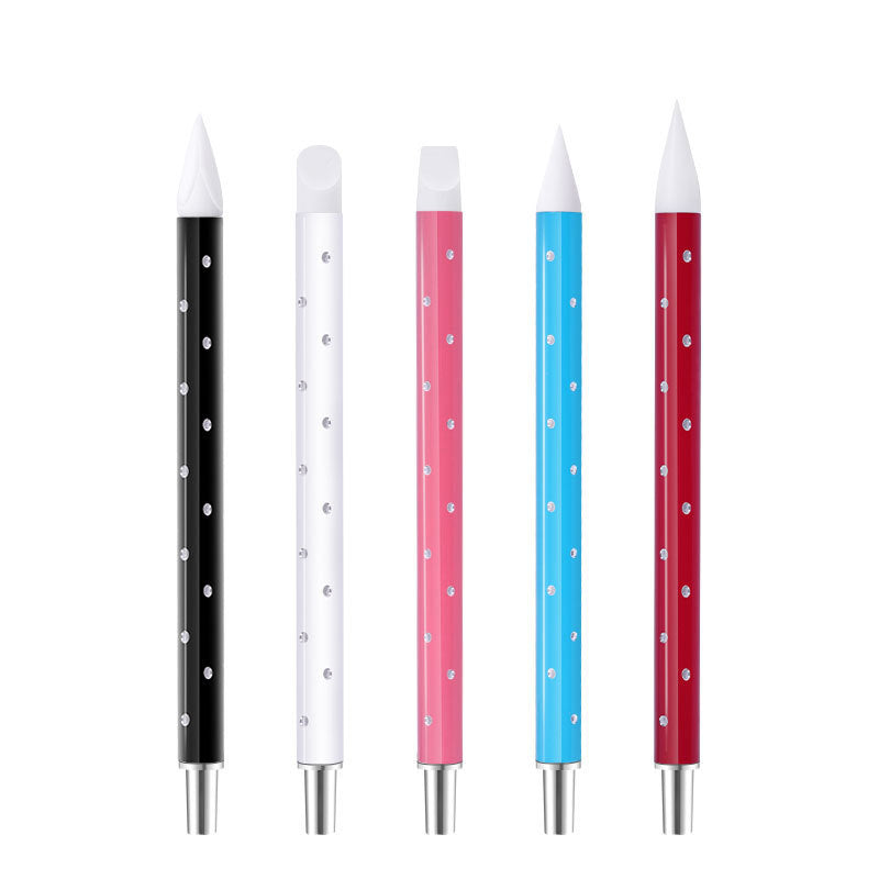 HKM-824083 Crystal Silica Gel Dot Drill Paint Pen Set - 15 Portable Brushes with Wooden Handles