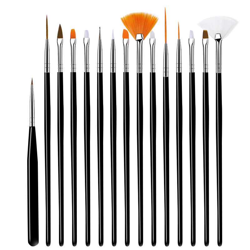 HKM-824083 Crystal Silica Gel Dot Drill Paint Pen Set - 15 Portable Brushes with Wooden Handles