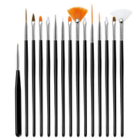 HKM-824083 Crystal Silica Gel Dot Drill Paint Pen Set - 15 Portable Brushes with Wooden Handles