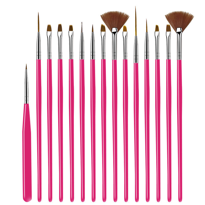 HKM-824083 Crystal Silica Gel Dot Drill Paint Pen Set - 15 Portable Brushes with Wooden Handles
