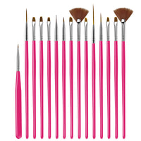 HKM-824083 Crystal Silica Gel Dot Drill Paint Pen Set - 15 Portable Brushes with Wooden Handles