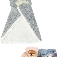 HKM-465043 Polar Fleece Cape Blanket with Hood for Dogs and Cats, Cozy Winter Pet Costume