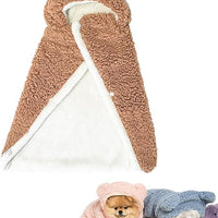 HKM-465043 Polar Fleece Cape Blanket with Hood for Dogs and Cats, Cozy Winter Pet Costume