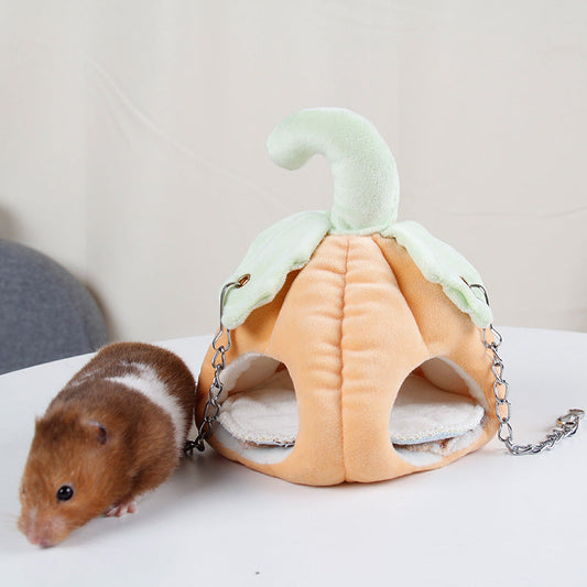 HKM-185043 Cozy Pumpkin Nest for Small Pets - Warm Cotton Sleeping Bag for Hamsters, Bears, and Gliders
