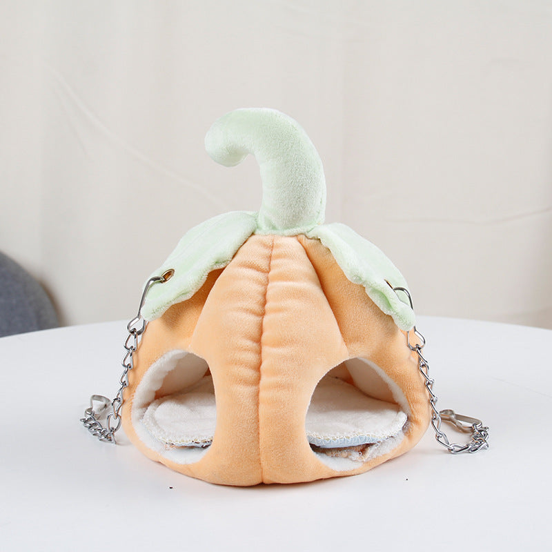 HKM-185043 Cozy Pumpkin Nest for Small Pets - Warm Cotton Sleeping Bag for Hamsters, Bears, and Gliders