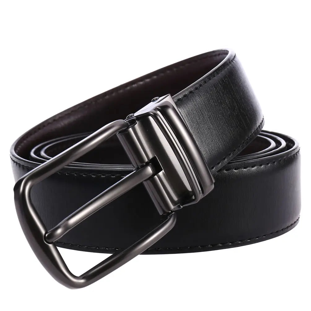 HKM-164499 Genuine Leather Men's Ratchet Belt with Customisable Pin Buckle - Model Ly35-3950-2