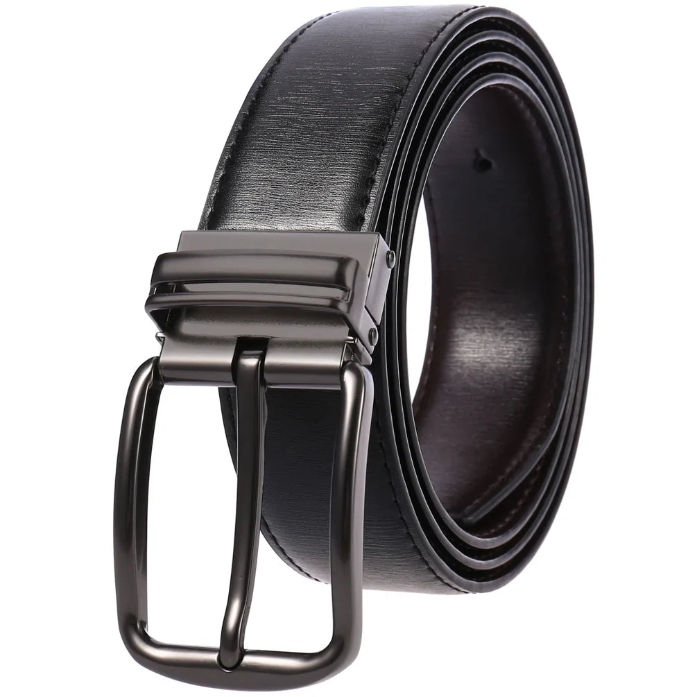 HKM-164499 Genuine Leather Men's Ratchet Belt with Customisable Pin Buckle - Model Ly35-3950-2