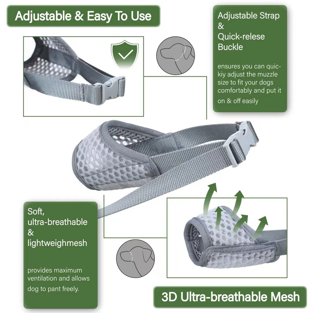 HKM-893907 Breathable Adjustable Mesh Dog Muzzle for Medium Dogs - Ideal for Biting and Barking Control