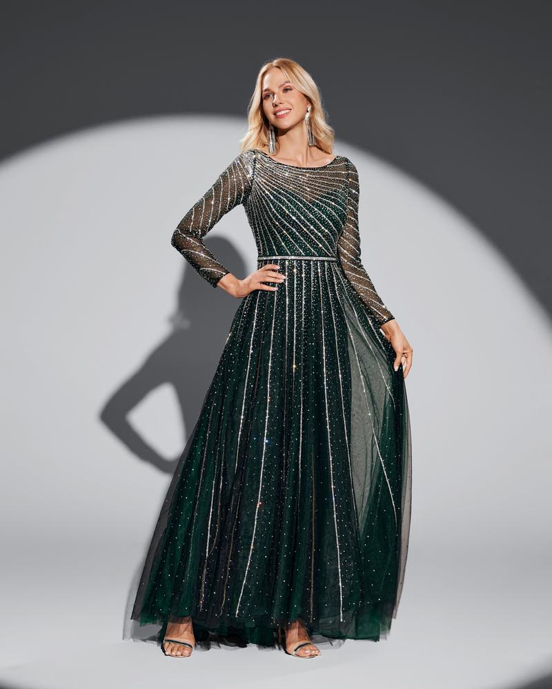 HKM-267091 Elegant Green Formal Evening Dress - EZ25059 Design