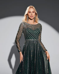 HKM-267091 Elegant Green Formal Evening Dress - EZ25059 Design