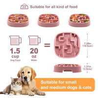 HKM-175187 Slow Feeding Dog and Cat Bowl with Anti-Slip Design - Maze Style Dish for Healthy Eating, Available in Macaron Colors