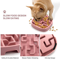 HKM-175187 Slow Feeding Dog and Cat Bowl with Anti-Slip Design - Maze Style Dish for Healthy Eating, Available in Macaron Colors