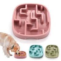 HKM-175187 Slow Feeding Dog and Cat Bowl with Anti-Slip Design - Maze Style Dish for Healthy Eating, Available in Macaron Colors