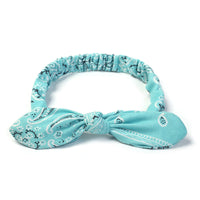 HKM-446931 Korean Style Bunny Ears Knotted Elastic Headband for Women - Floral Design