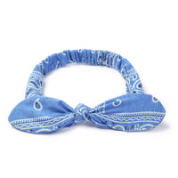 HKM-446931 Korean Style Bunny Ears Knotted Elastic Headband for Women - Floral Design