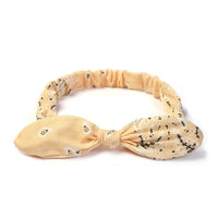 HKM-446931 Korean Style Bunny Ears Knotted Elastic Headband for Women - Floral Design