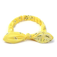 HKM-446931 Korean Style Bunny Ears Knotted Elastic Headband for Women - Floral Design