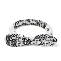 HKM-446931 Korean Style Bunny Ears Knotted Elastic Headband for Women - Floral Design