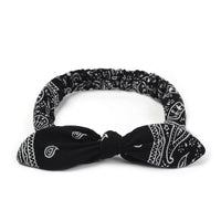 HKM-446931 Korean Style Bunny Ears Knotted Elastic Headband for Women - Floral Design