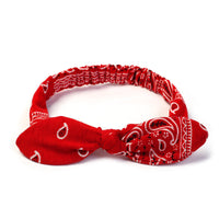 HKM-446931 Korean Style Bunny Ears Knotted Elastic Headband for Women - Floral Design
