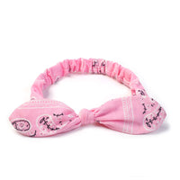 HKM-446931 Korean Style Bunny Ears Knotted Elastic Headband for Women - Floral Design