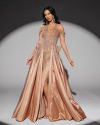 HKM-010707 Elegant Golden Evening Dress for Women - Style EZ25218