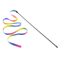 HKM-370643 Rainbow Ribbon Cat Teaser Stick - Interactive Plush Toy for Cats, Available in 60cm and 120cm Lengths