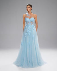 HKM-446739 Elegant Blue Evening Dress for Women, Stylish and Sophisticated Design