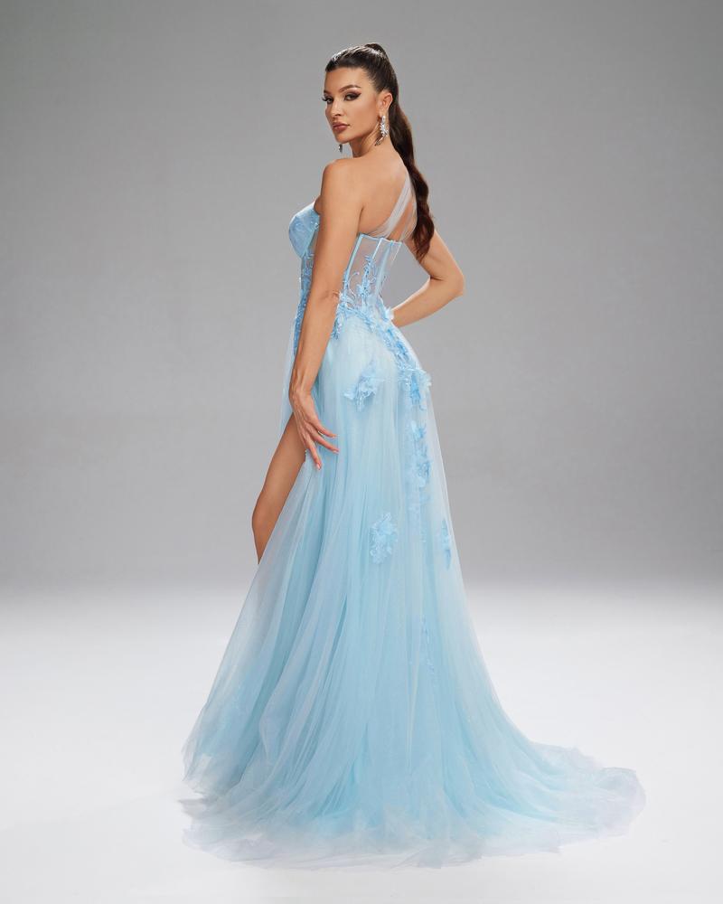 HKM-446739 Elegant Blue Evening Dress for Women, Stylish and Sophisticated Design