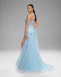 HKM-446739 Elegant Blue Evening Dress for Women, Stylish and Sophisticated Design